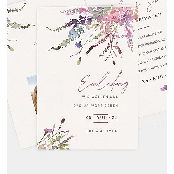 Einladungskarte Wildblumen, Klappkarte hoch (120 x 170mm)