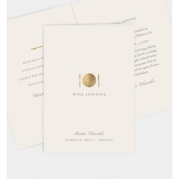 Einladungskarte Wine and Dine, Klappkarte hoch (105 x 148mm)