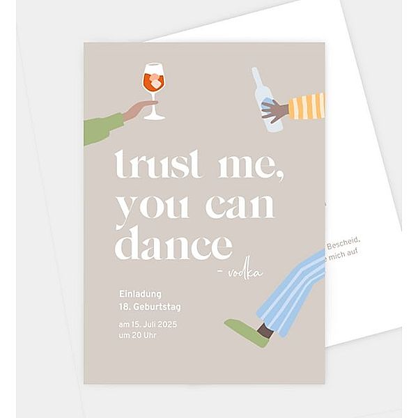 Einladungskarte You can dance, Postkarte hoch (120 x 170mm)