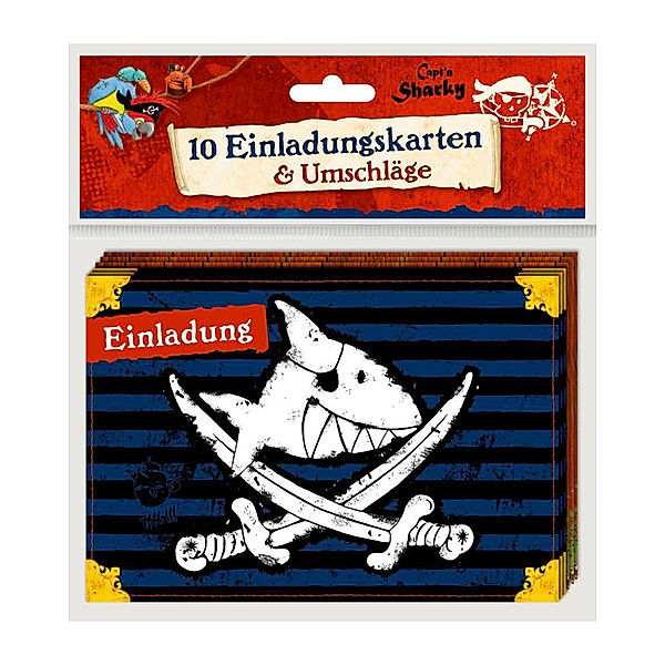 Einladungskarten CAPT'N SHARKY 10er-Set