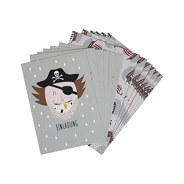 ava&yves Einladungskarten-Set PIRAT 6 Karten + Umschläge