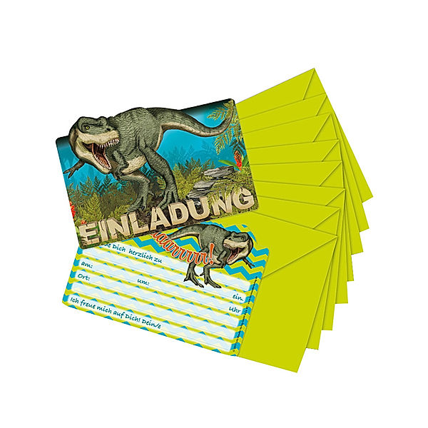 Lutz Mauder Verlag Einladungskarten-Set TAPIRELLA DINOSAURIER T-REX 8-teilig