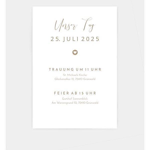 Einlegeblatt bedruckt Easy Wedding, Einlegeblatt hoch (117 x 169mm)