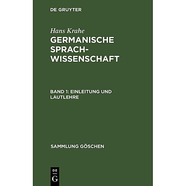 Einleitung und Lautlehre / Sammlung Göschen, Hans Krahe