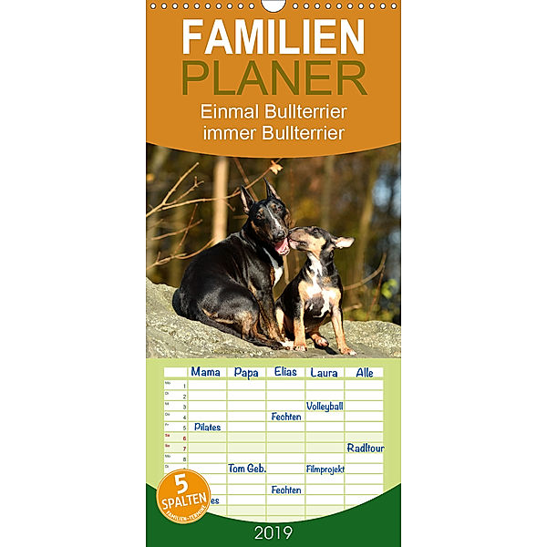 Einmal Bullterrier - immer Bullterrier - Familienplaner hoch (Wandkalender 2019 , 21 cm x 45 cm, hoch), Yvonne Janetzek