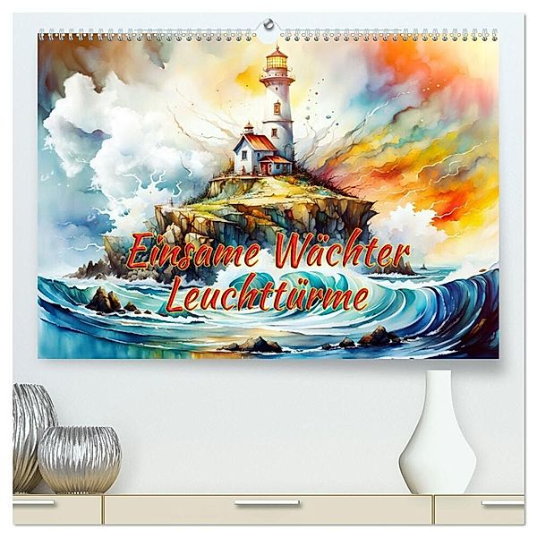 Einsame Wächter Leuchttürme (hochwertiger Premium Wandkalender 2025 DIN A2 quer), Kunstdruck in Hochglanz, Calvendo, Dusanka Djeric