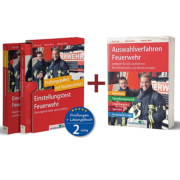 Einstellungstest Feuerwehr: Prüfungspaket mit Testsimulation / Auswahlverfahren Feuerwehr, 3 Bände, Kurt Guth, Marcus Mery, Andreas Mohr