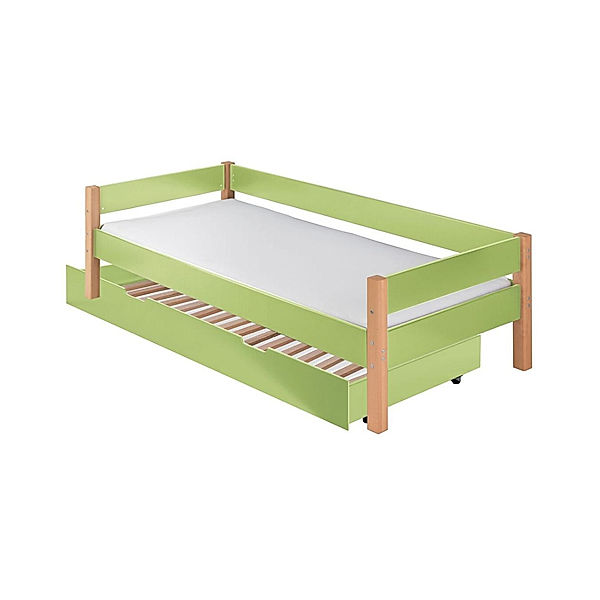 INFANSKIDS Einzelbett INFANSCOLOR II 90 x 200 cm (Farbe: grün/Buche)