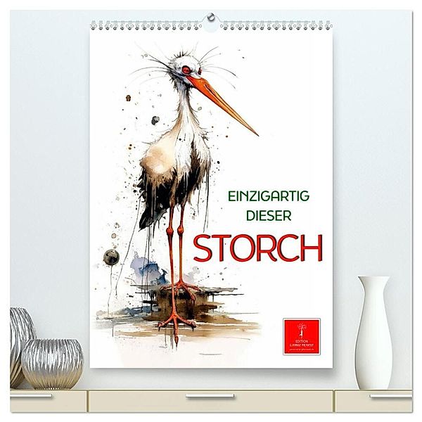 Einzigartig - dieser Storch (hochwertiger Premium Wandkalender 2024 DIN A2 hoch), Kunstdruck in Hochglanz, Peter Roder