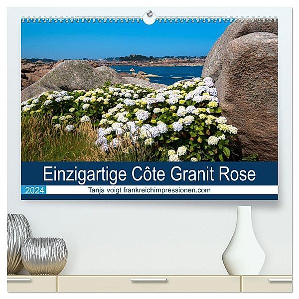 Einzigartige Côte Granit Rose (hochwertiger Premium Wandkalender 2024 DIN A2 quer), Kunstdruck in Hochglanz, Tanja Voigt