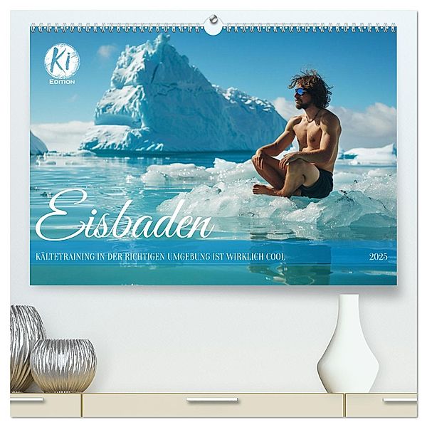 Eisbaden (hochwertiger Premium Wandkalender 2025 DIN A2 quer), Kunstdruck in Hochglanz, Calvendo, Kerstin Waurick