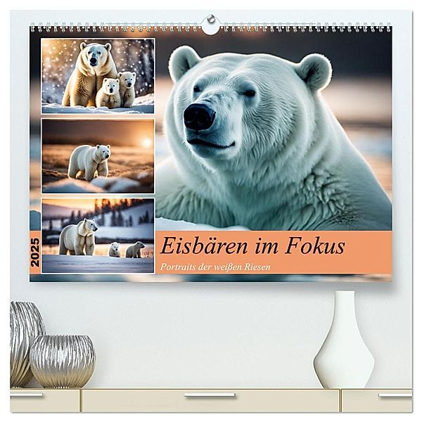 Eisbären im Fokus (hochwertiger Premium Wandkalender 2025 DIN A2 quer), Kunstdruck in Hochglanz, Calvendo, Claudia Kleemann