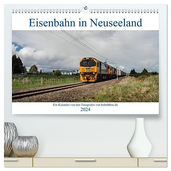 Eisenbahn in Neuseeland (hochwertiger Premium Wandkalender 2024 DIN A2 quer), Kunstdruck in Hochglanz, Bahnblitze.de