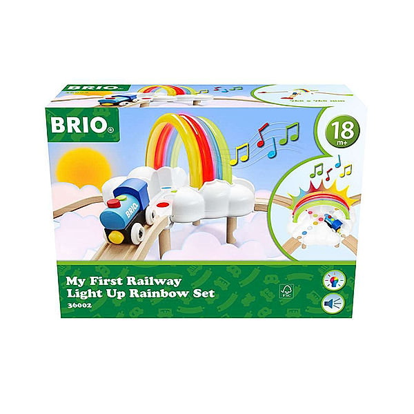 Brio Eisenbahn-Set MEIN ERSTES BRIO BAHN REGENBOGEN-SET, BRIO 36002 Mein erstes Bahn Regenbogen Set - Aufregendes Eisenbahn-Spiel mit kindgerechten Licht- und Soundeffekten - Pa