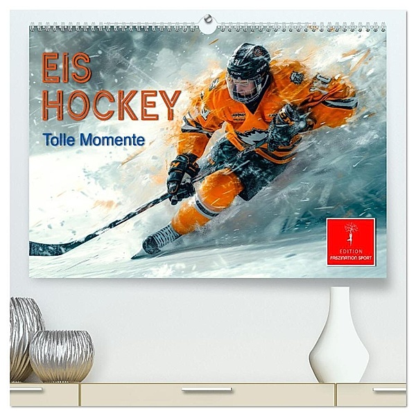 Eishockey - tolle Momente (hochwertiger Premium Wandkalender 2025 DIN A2 quer), Kunstdruck in Hochglanz, Calvendo, Peter Roder