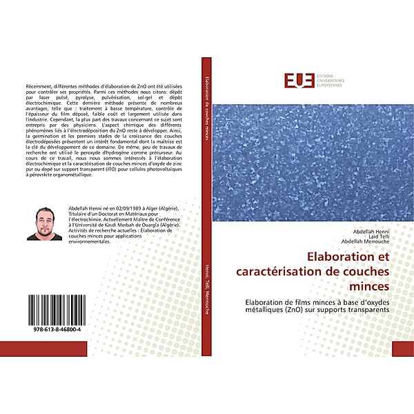 Elaboration et caractérisation de couches minces, Abdellah Henni, Laid Telli, Abdellah Merrouche
