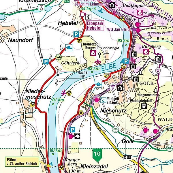 Elbe-Radweg zwischen Riesa und Ustí nad Labem - Sächsische Weinstraße 1 : 33 000