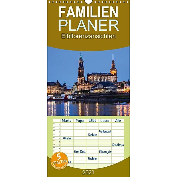 Elbflorenzansichten - Familienplaner hoch (Wandkalender 2021 , 21 cm x 45 cm, hoch), Anette/Thomas Jäger
