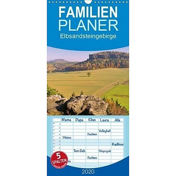 Elbsandsteingebirge - Familienplaner hoch (Wandkalender 2020 , 21 cm x 45 cm, hoch)