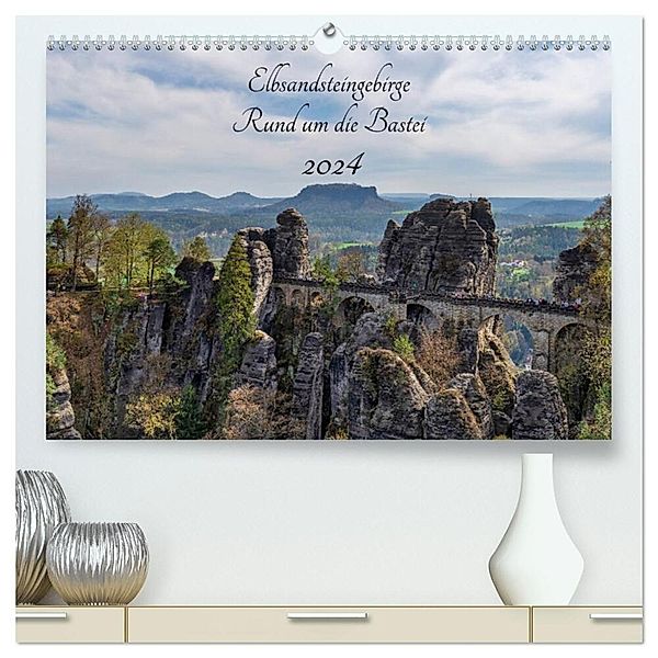 Elbsandsteingebirge - Rund um die Bastei (hochwertiger Premium Wandkalender 2024 DIN A2 quer), Kunstdruck in Hochglanz, Thorsten Wege / twfoto