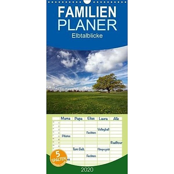 Elbtalblicke - Familienplaner hoch (Wandkalender 2020 , 21 cm x 45 cm, hoch)