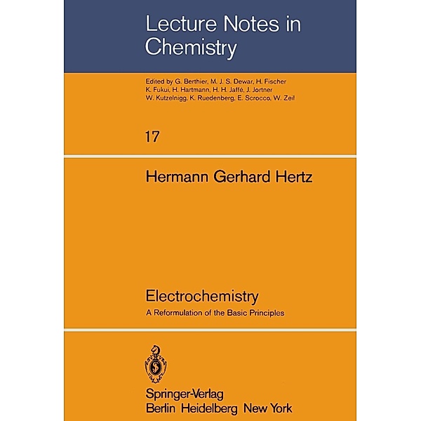 Electrochemistry / Lecture Notes in Chemistry Bd.17