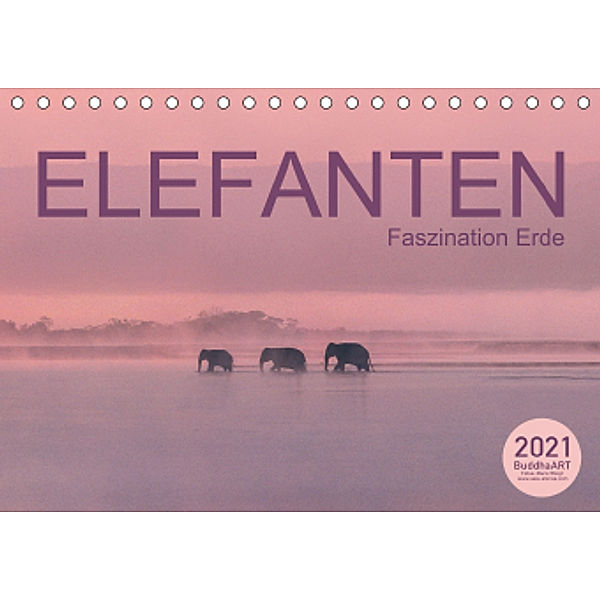 ELEFANTEN Faszination Erde (Tischkalender 2021 DIN A5 quer), BuddhaART by Mario Weigt