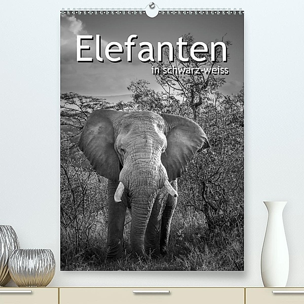 Elefanten in schwarz-weiss (Premium-Kalender 2020 DIN A2 hoch), ROBERT STYPPA