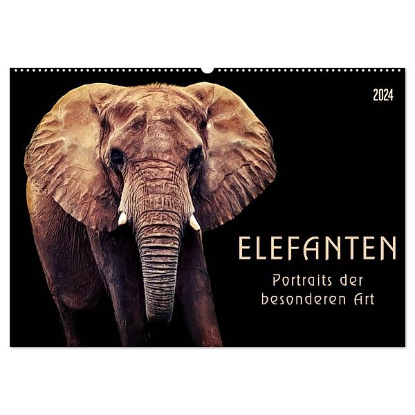 Elefanten - Portraits der besonderen Art (Wandkalender 2024 DIN A2 quer), CALVENDO Monatskalender, AD DESIGN Photo + PhotoArt, Angela Dölling