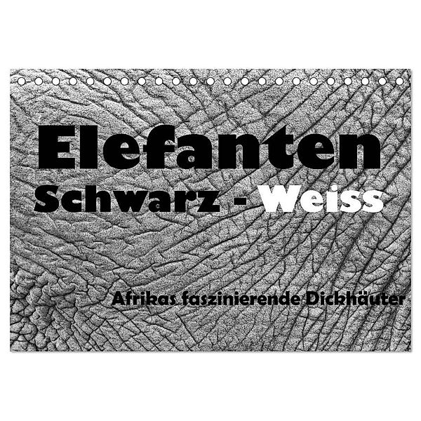 Elefanten Schwarz - Weiss (Tischkalender 2024 DIN A5 quer), CALVENDO Monatskalender, Angelika Stern