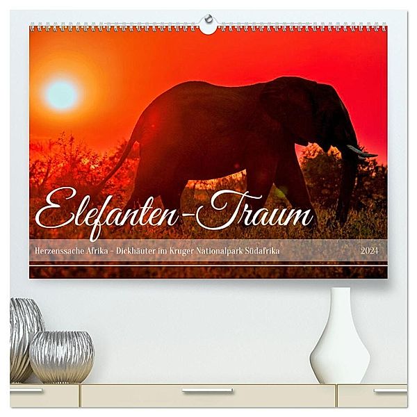 Elefanten-Traum - Herzenssache Afrika (hochwertiger Premium Wandkalender 2024 DIN A2 quer), Kunstdruck in Hochglanz, Wibke Woyke