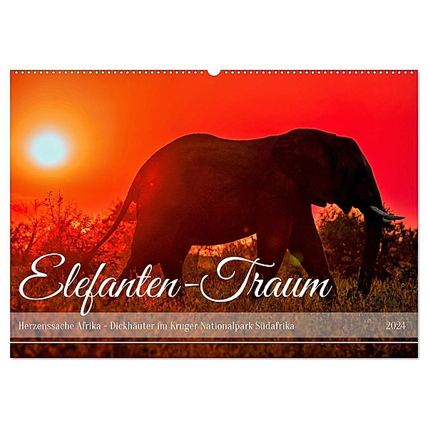 Elefanten-Traum - Herzenssache Afrika (Wandkalender 2024 DIN A2 quer), CALVENDO Monatskalender, Wibke Woyke