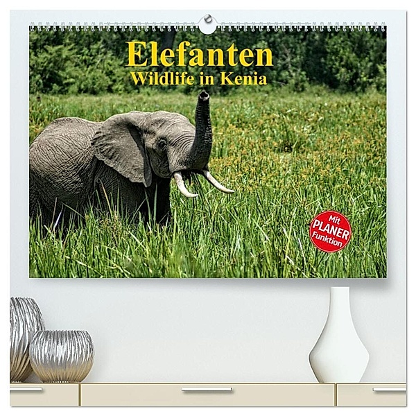Elefanten . Wildlife in Kenia (hochwertiger Premium Wandkalender 2025 DIN A2 quer), Kunstdruck in Hochglanz, Calvendo, Susan Michel