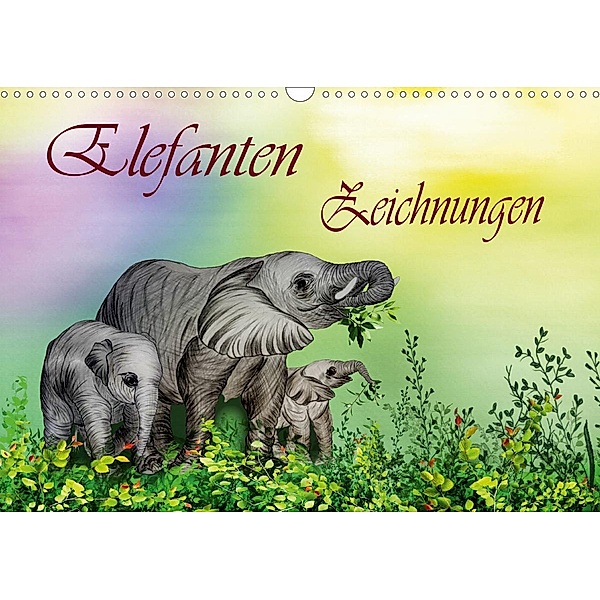 Elefanten Zeichnungen (Wandkalender 2020 DIN A3 quer), Dusanka Djeric