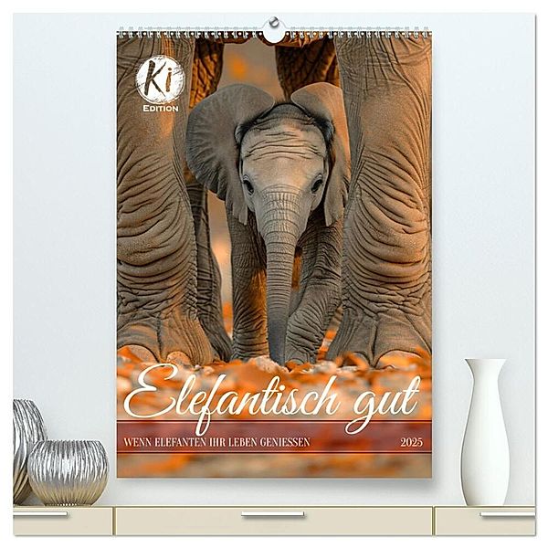 Elefantisch gut (hochwertiger Premium Wandkalender 2025 DIN A2 hoch), Kunstdruck in Hochglanz, Calvendo, Kerstin Waurick
