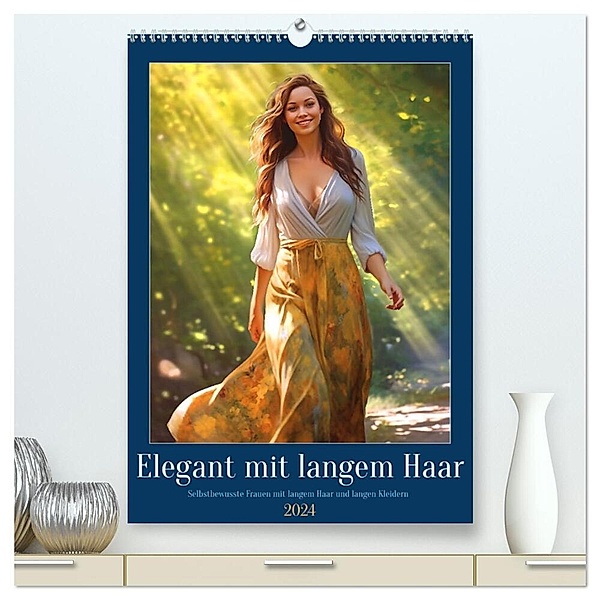 Elegant mit langem Haar (hochwertiger Premium Wandkalender 2024 DIN A2 hoch), Kunstdruck in Hochglanz, Kerstin Waurick