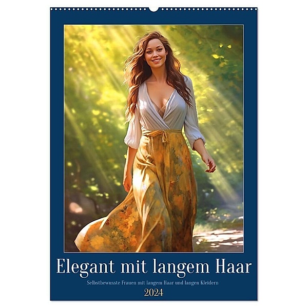 Elegant mit langem Haar (Wandkalender 2024 DIN A2 hoch), CALVENDO Monatskalender, Kerstin Waurick