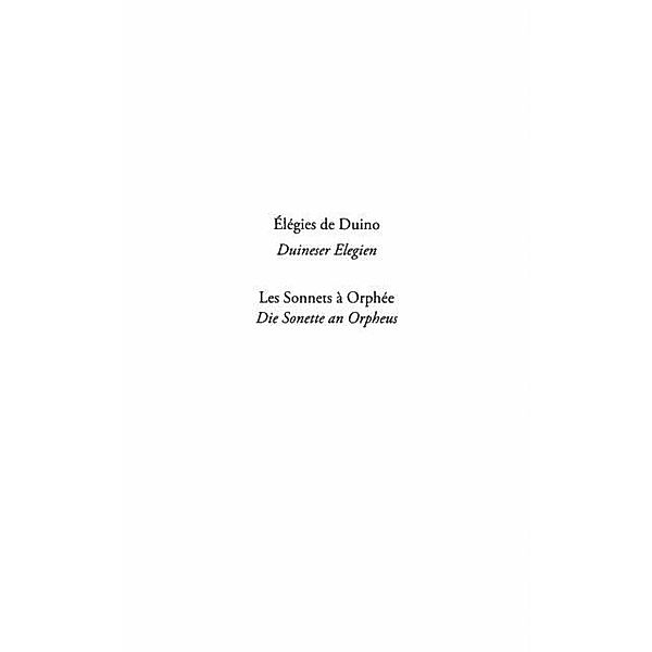 Elegies de duino (duineser elegien) - les sonnets a orphee ( / Hors-collection, Maria Rilke Rainer