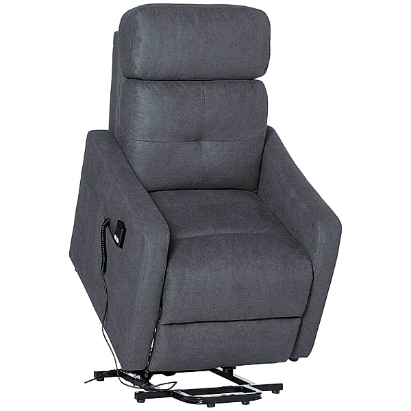 Elektrischer Sessel mit Aufstehfunktion und kabelgebundener Fernbedienung grau (Farbe: grau)