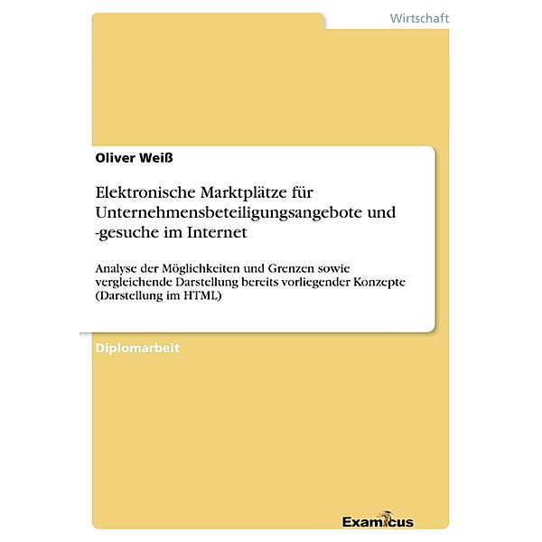 Elektronische Marktplätze für Unternehmensbeteiligungsangebote und -gesuche im Internet, Oliver Weiss