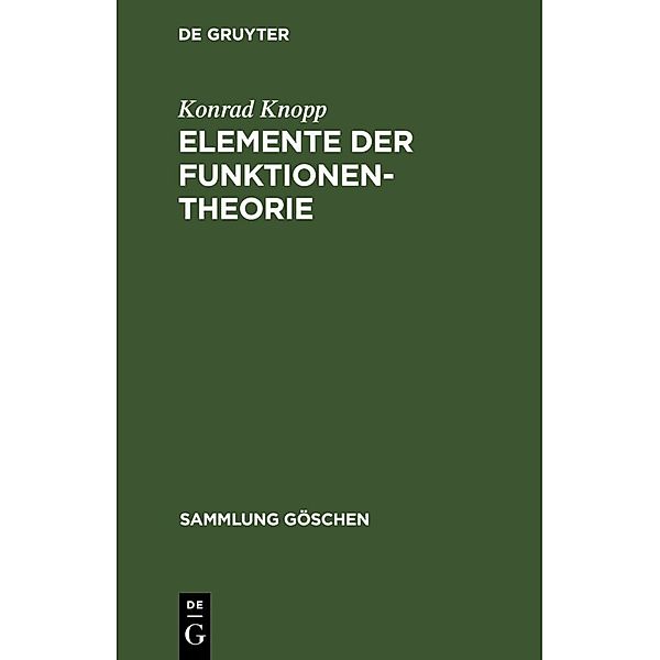 Elemente der Funktionentheorie, Konrad Knopp