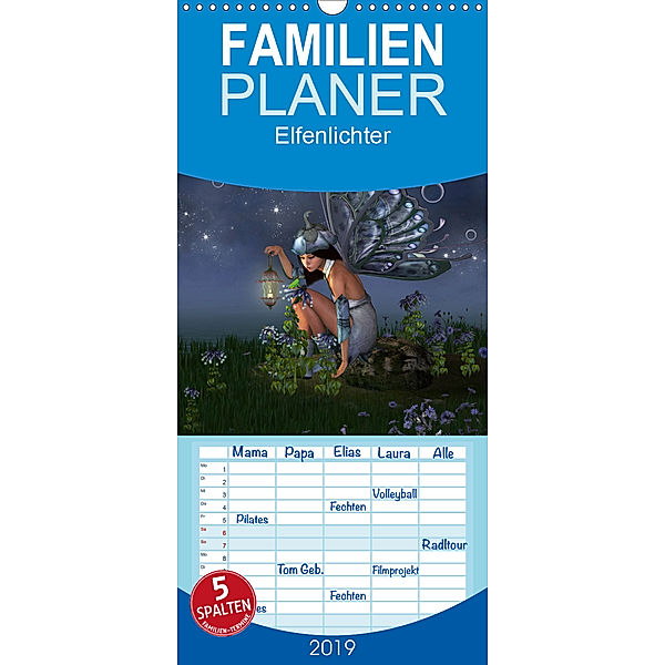 Elfenlichter - Familienplaner hoch (Wandkalender 2019 , 21 cm x 45 cm, hoch), Andrea Tiettje