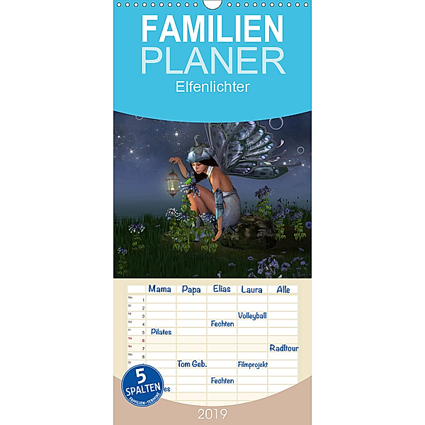 Elfenlichter - Familienplaner hoch (Wandkalender 2019 , 21 cm x 45 cm, hoch), Andrea Tiettje
