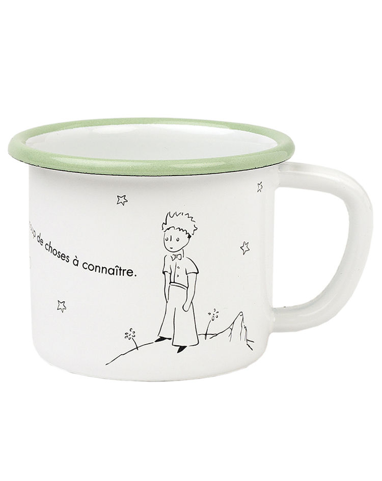 Emaille-Tasse DER KLEINE PRINZ in weiß grün kaufen