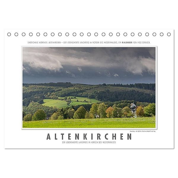 Emotionale Momente: Altenkirchen - der lebenswerte Landkreis im Norden des Westerwaldes. (Tischkalender 2025 DIN A5 quer), CALVENDO Monatskalender, Calvendo, Ingo Gerlach
