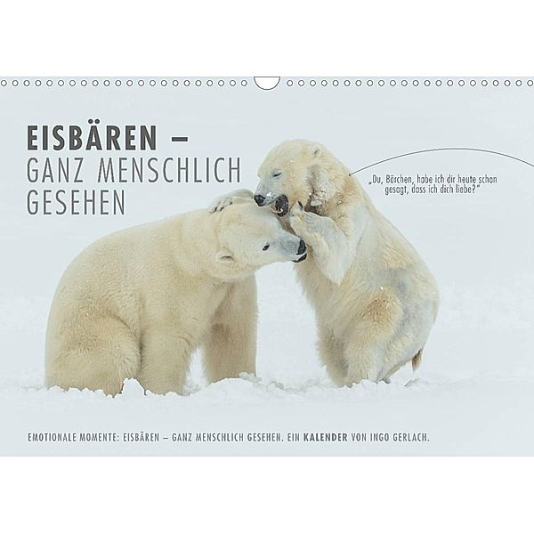 Emotionale Momente: Eisbären - ganz menschlich gesehen. (Wandkalender 2023 DIN A3 quer), Ingo Gerlach