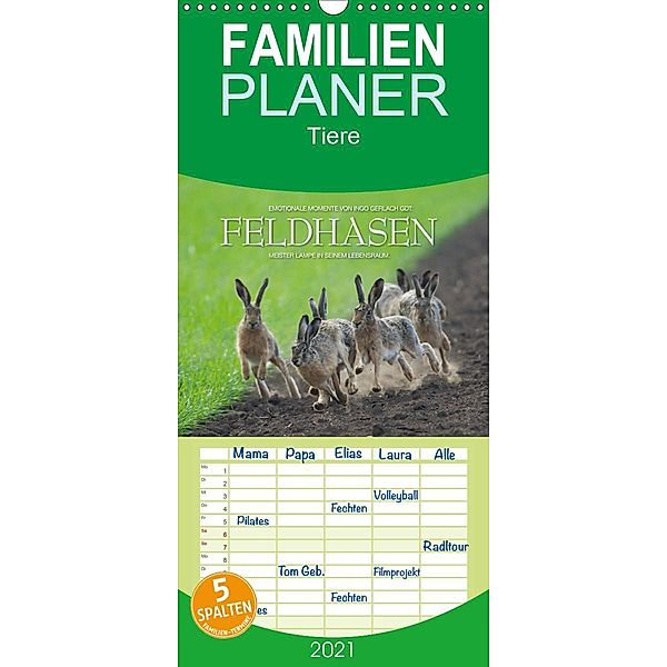 Emotionale Momente: Feldhasen - Familienplaner hoch (Wandkalender 2021 , 21 cm x 45 cm, hoch), Ingo Gerlach GDT