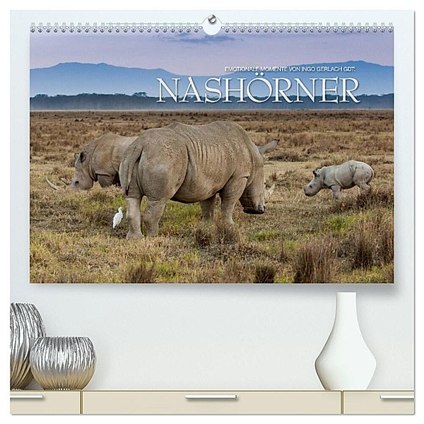 Emotionale Momente: Nashörner (hochwertiger Premium Wandkalender 2024 DIN A2 quer), Kunstdruck in Hochglanz, Ingo Gerlach GDT