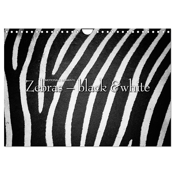 Emotionale Momente: Zebras - black & white. (Wandkalender 2024 DIN A4 quer), CALVENDO Monatskalender, Ingo Gerlach GDT