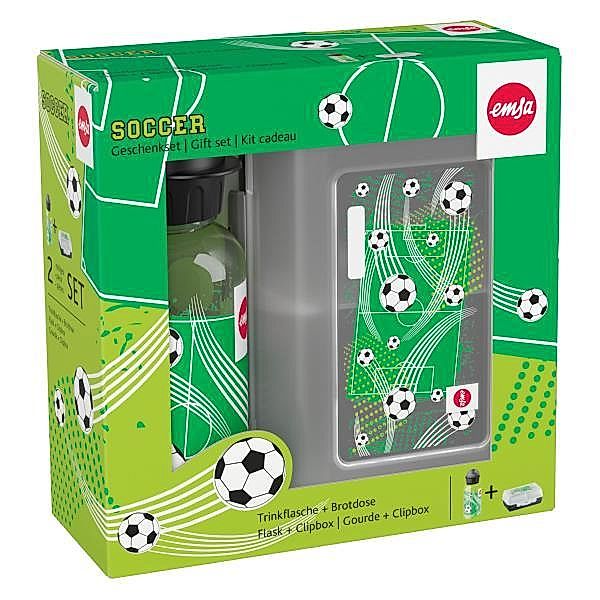 emsa Emsa 518140 Tritan-Trinkflasche mit Brotdose Soccer